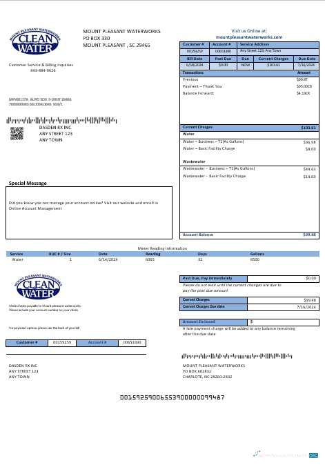 Download USA Clean Water business utility bill template in Word and PDF formats Photoshop template
